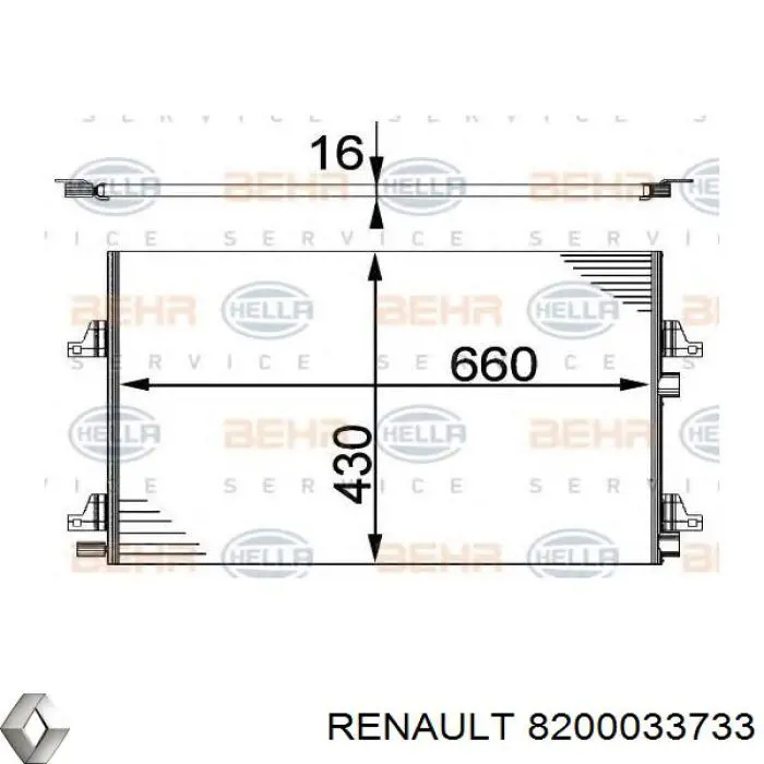 8200033733 Renault (RVI) Radiador de aparelho de ar condicionado