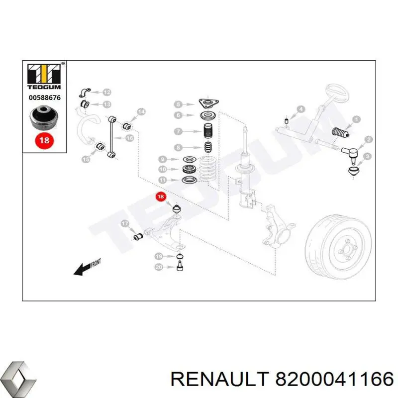 Compre 8200041166 Renault (RVI) Bloco silencioso dianteiro do braço oscilante inferior