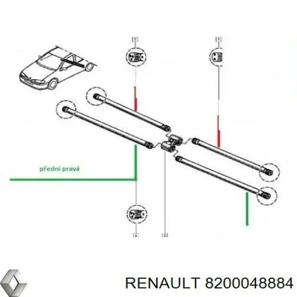 Barra de torção traseira direita Renault (RVI) 8200048884 preço, a partir de 39,48 USD