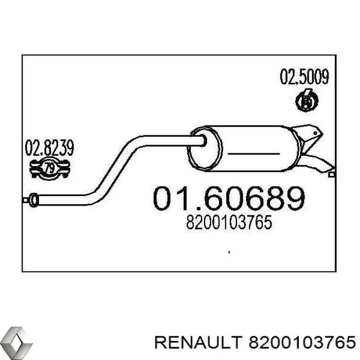 Silenciador, parte traseira Renault (RVI) 8200103765 preço, a partir de 90,08 USD