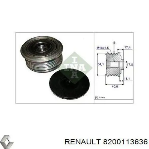 Compre 8200113636 Renault (RVI) Polia do gerador