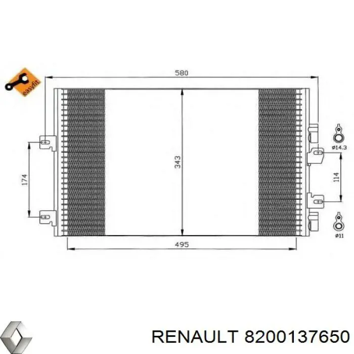 8200137650 Renault (RVI) Radiador de aparelho de ar condicionado