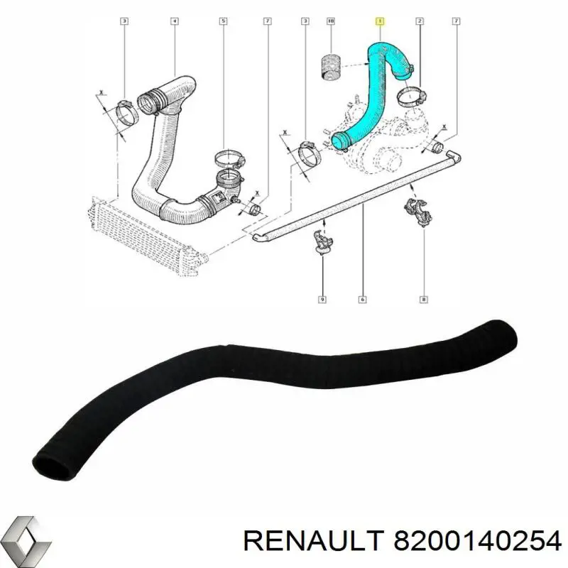 8200140254 Renault (RVI) Mangueira (cano derivado) de intercooler