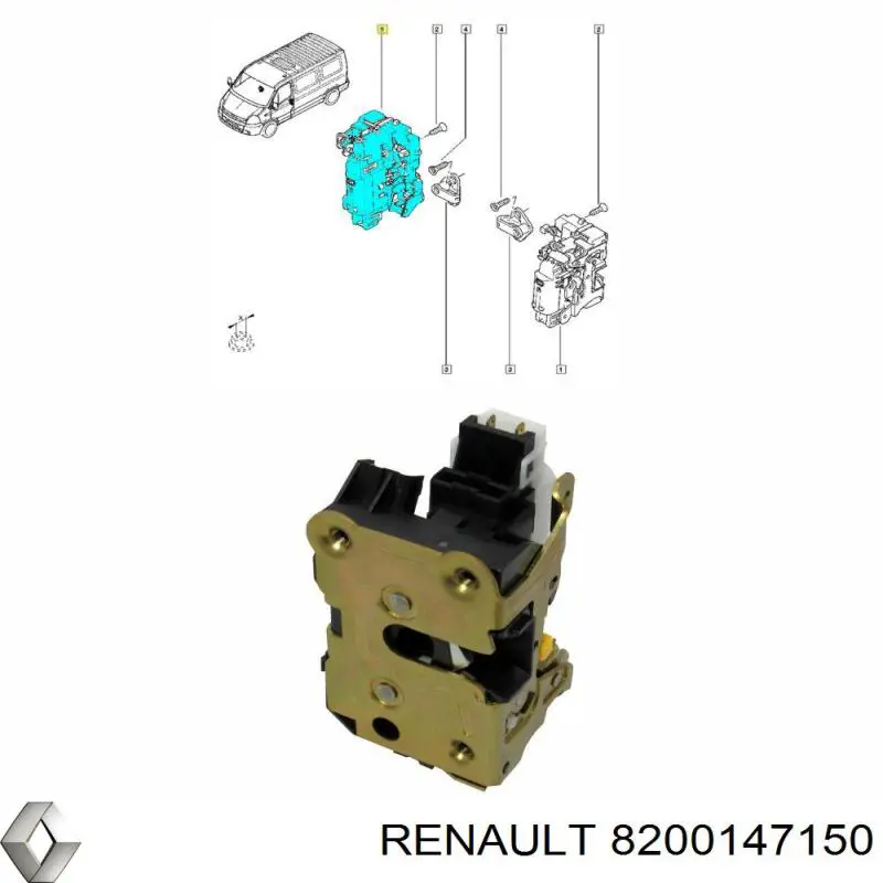 Fecho da porta dianteira direita Iveco 5801352922