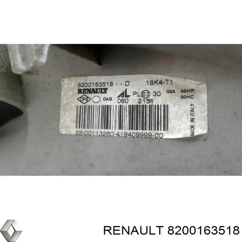 Luz direita Renault (RVI) 8200163518 preço, a partir de 78,32 USD