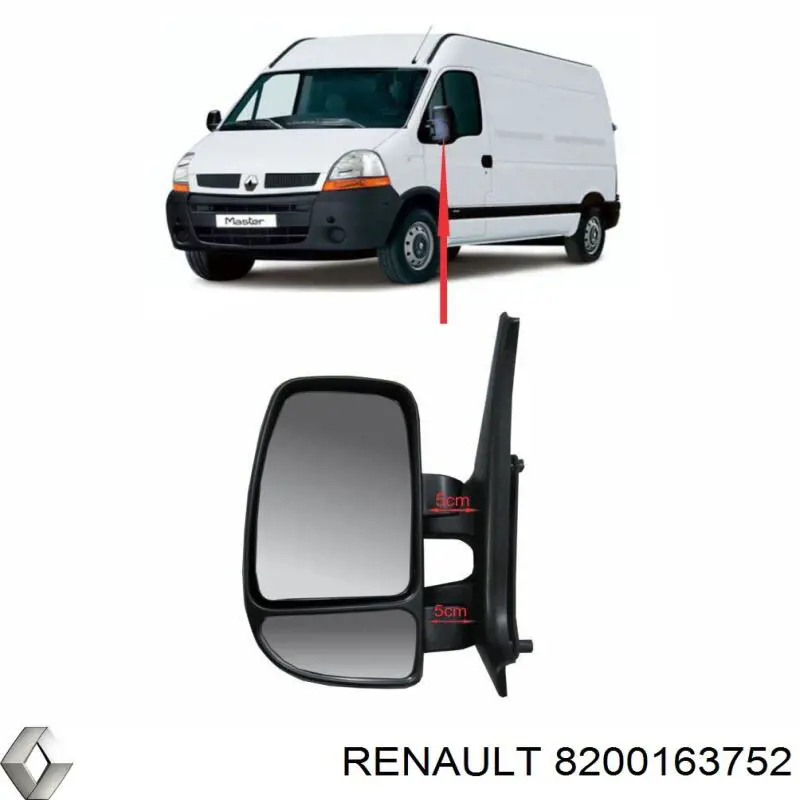 Espelho de retrovisão esquerdo Renault (RVI) 8200163752 preço, a partir de 78,48 USD