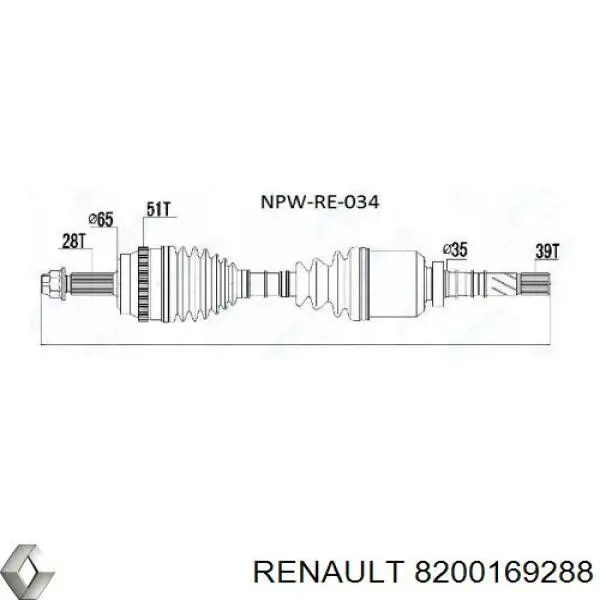 Semieixo (acionador) dianteiro direito Renault (RVI) 8200169288 preço, a partir de 216,90 USD