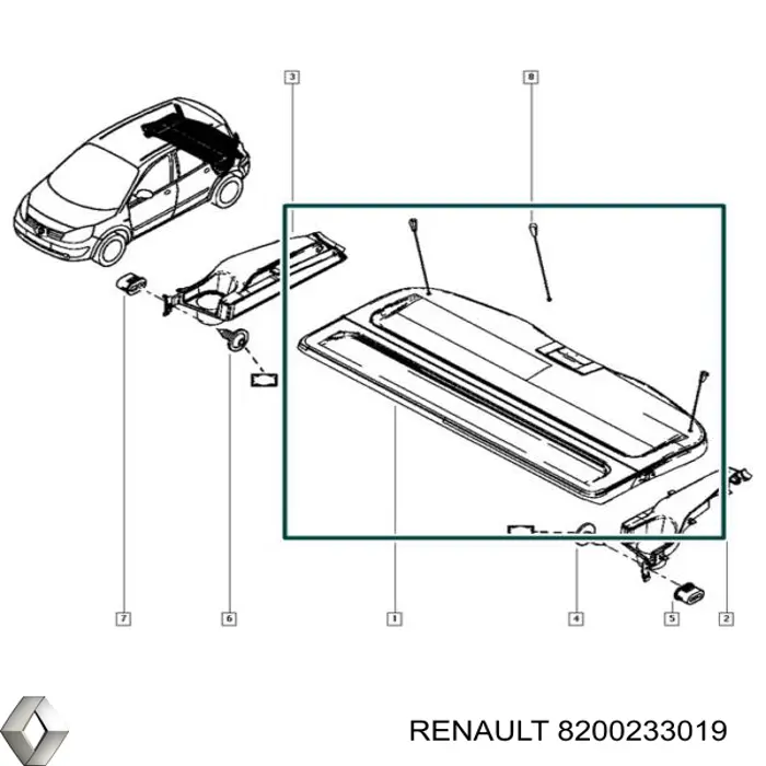 8200233018 Renault (RVI) Prateleira de salão traseira