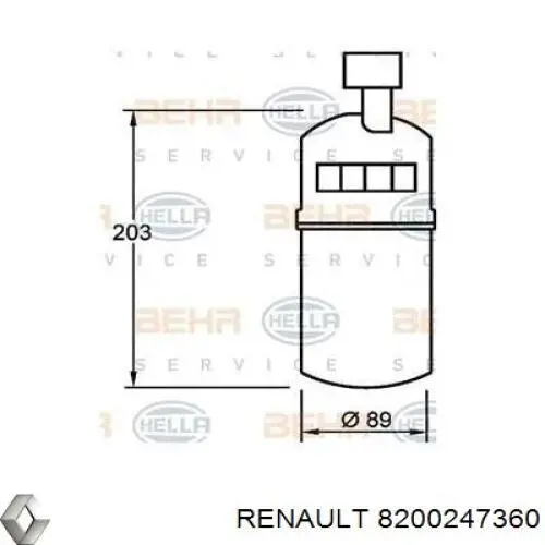 Compre 8200247360 Renault (RVI) Tanque de recepção do secador de aparelho de ar condicionado
