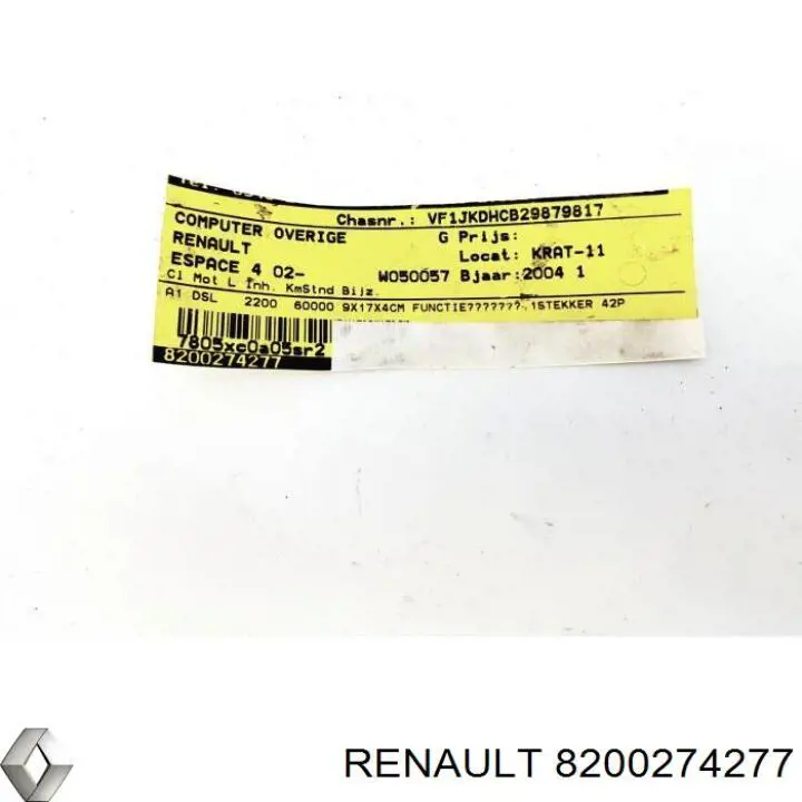 8200274277 Renault (RVI) Módulo de direção (Centralina eletrônica) da Caixa Automática de Mudança eletrônica