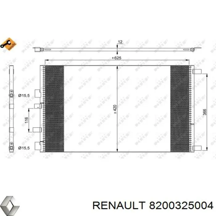 Compre 8200325004 Renault (RVI) Radiador de aparelho de ar condicionado