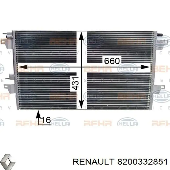 8200332851 Renault (RVI) Radiador de aparelho de ar condicionado