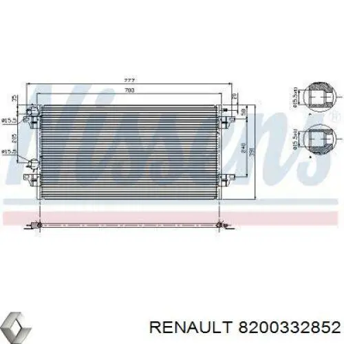 8200332852 Renault (RVI) Radiador de aparelho de ar condicionado