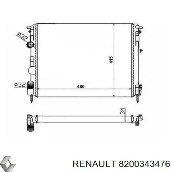 8200343476 Renault (RVI) Radiador de esfriamento de motor