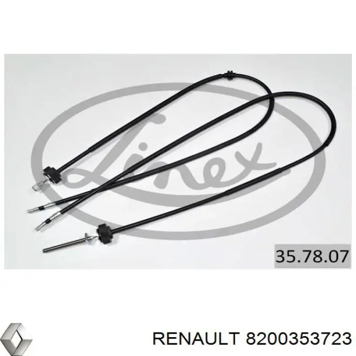 Cabo traseiro direito/esquerdo do freio de estacionamento 8200353723 Renault (RVI)