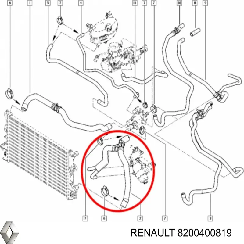 Compre 8200400819 Renault (RVI) Mangueira (cano derivado) inferior do radiador de esfriamento