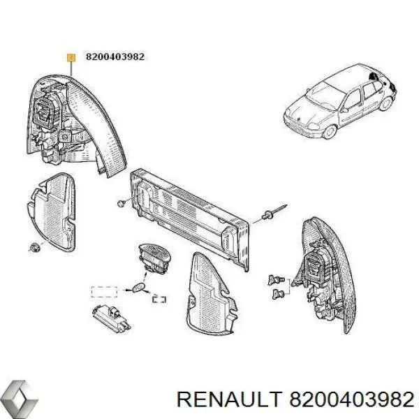 8200403982 Renault (RVI) Lanterna traseira direita