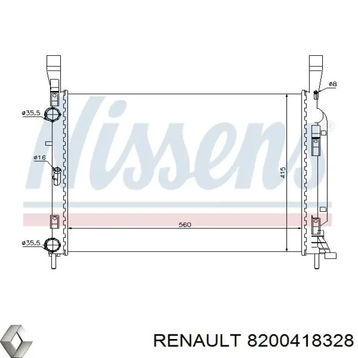 Radiador de esfriamento de motor Renault (RVI) 8200418328 preço, a partir de 108,96 USD