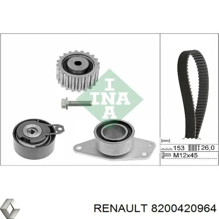 8200420964 Renault (RVI) Rolo parasita da correia do mecanismo de distribuição de gás