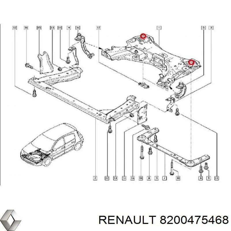 Bloco silencioso (coxim) de viga dianteira (de plataforma veicular) Renault (RVI) 8200475468