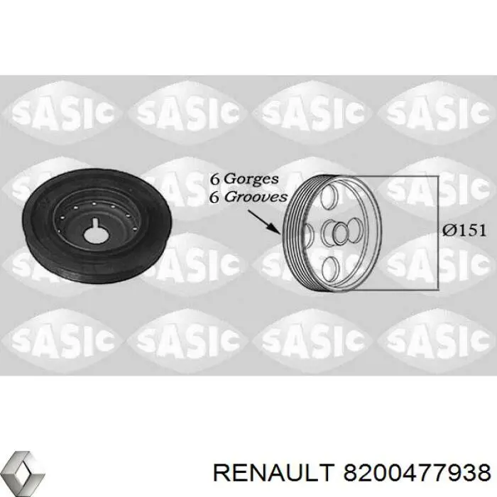 8200477938 Renault (RVI) Polia de cambota