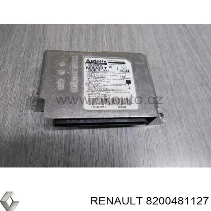 8200481127 Renault (RVI) Módulo processador de controlo da bolsa de ar (Centralina eletrônica AIRBAG)