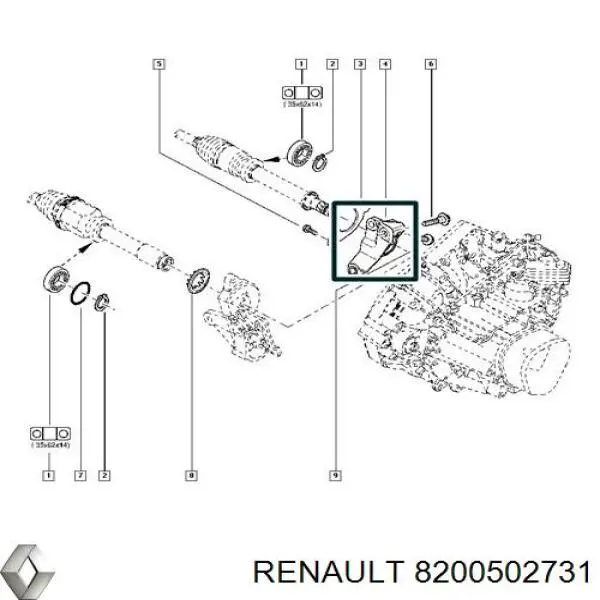 Suporte de rolamento suspenso do semieixo dianteiro Renault (RVI) 8200502731 preço, a partir de 22,01 USD