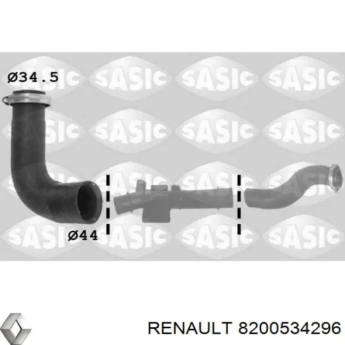Mangueira (cano derivado) de intercooler Renault (RVI) 8200534296 preço, a partir de 29,44 USD