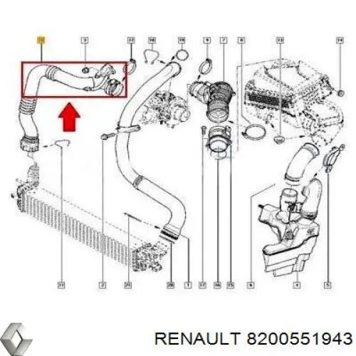 Compre 8200551943 Renault (RVI) Mangueira (cano derivado) de intercooler