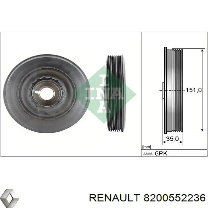 Polia de cambota Renault (RVI) 8200552236 preço, a partir de 54,48 USD