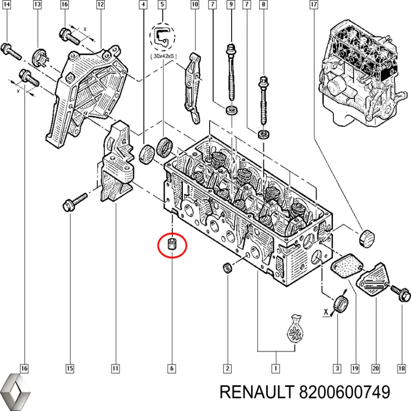 Compre 8200600749 Renault (RVI) Bucha do canal de óleo do bloco de cilindros