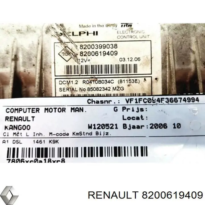 8200619409 Renault (RVI) Módulo de direção (Centralina eletrônica) de motor