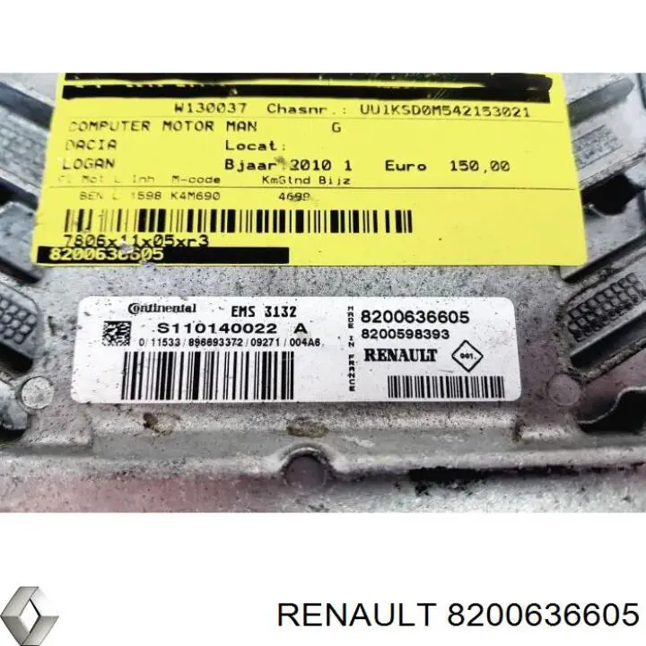 Módulo de direção (Centralina eletrônica) de motor 8200636605 Renault (RVI)