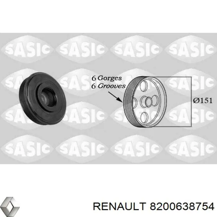 Polia de cambota Renault (RVI) 8200638754 preço, a partir de 71,45 USD