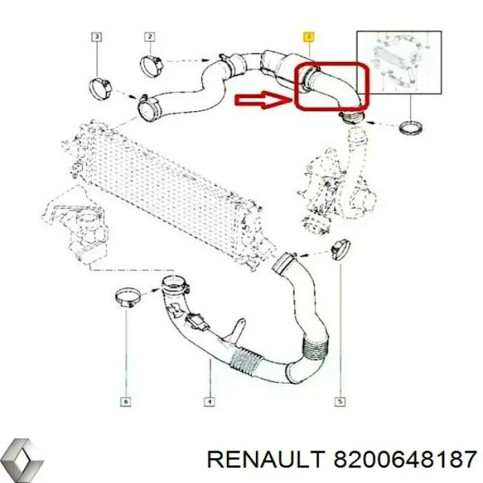 Compre 8200648187 Renault (RVI) Mangueira (cano derivado) de intercooler