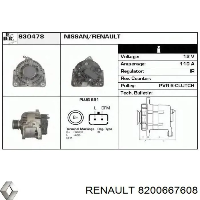 Compre 8200667608 Renault (RVI) Gerador