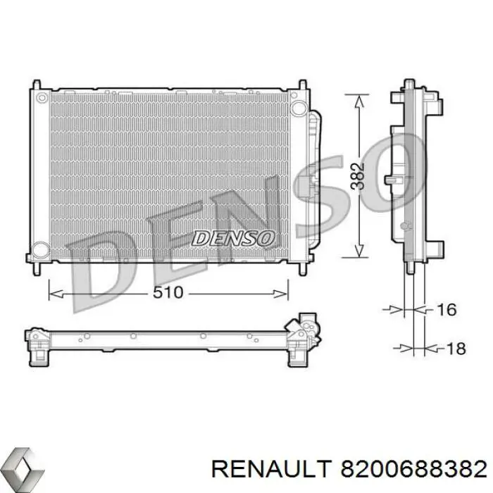 8200688382 Renault (RVI) Radiador de esfriamento de motor