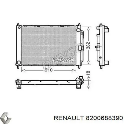 Radiador de esfriamento de motor Renault (RVI) 8200688390 preço, a partir de 93,80 USD