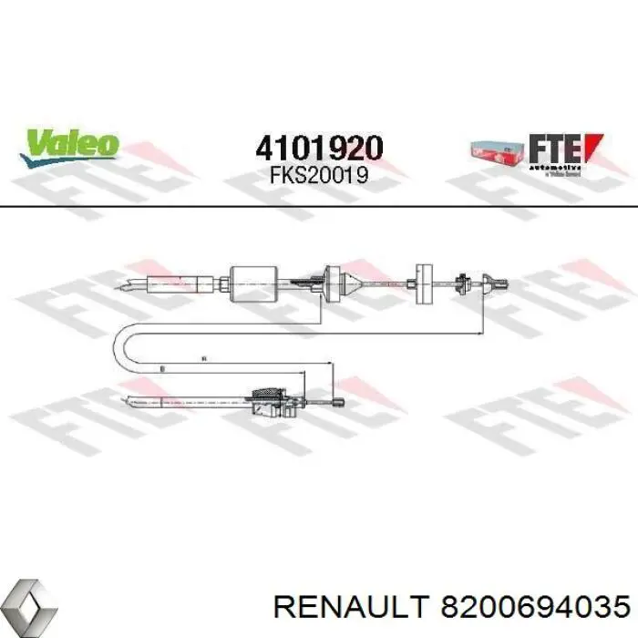Cabo de embraiagem Renault (RVI) 8200694035 preço, a partir de 27,36 USD