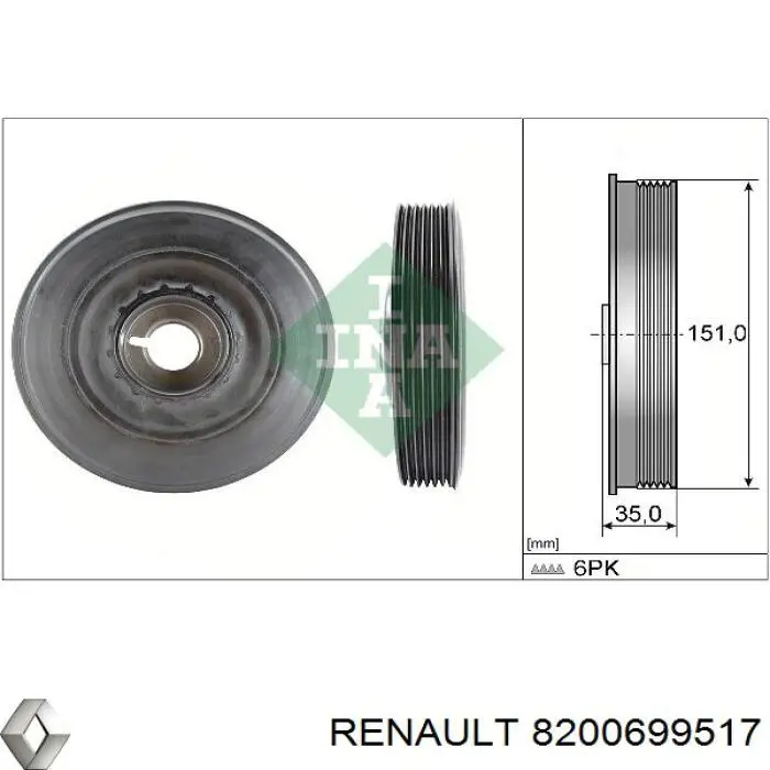 Compre 8200699517 Renault (RVI) Polia de cambota