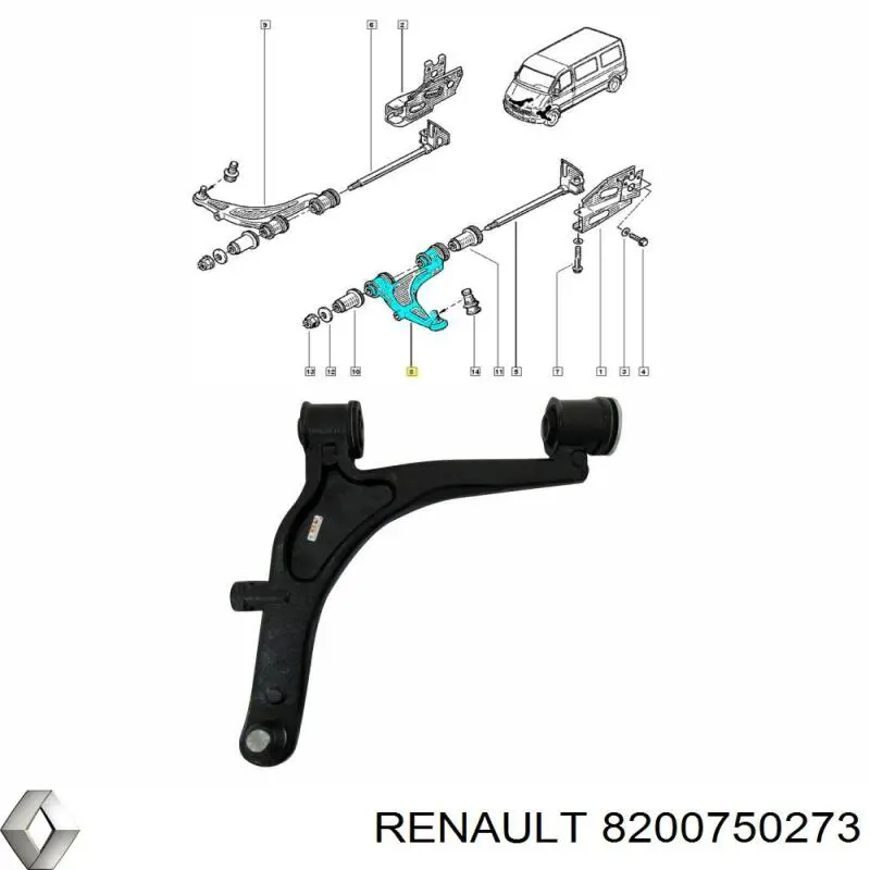 Compre 8200750273 Renault (RVI) Braço oscilante inferior esquerdo de suspensão dianteira
