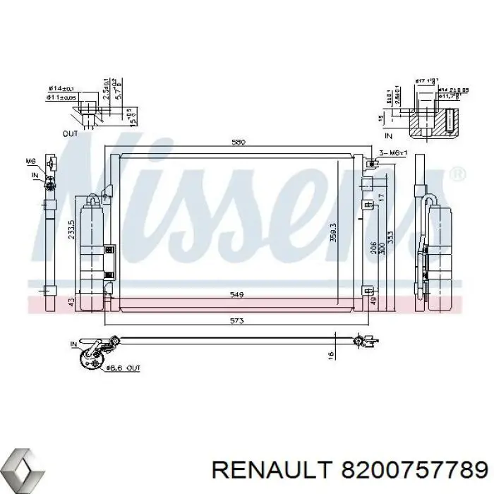 8200757789 Renault (RVI) Radiador de aparelho de ar condicionado