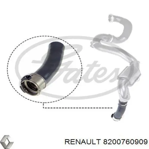 Compre 8200760909 Renault (RVI) Mangueira (cano derivado) de intercooler
