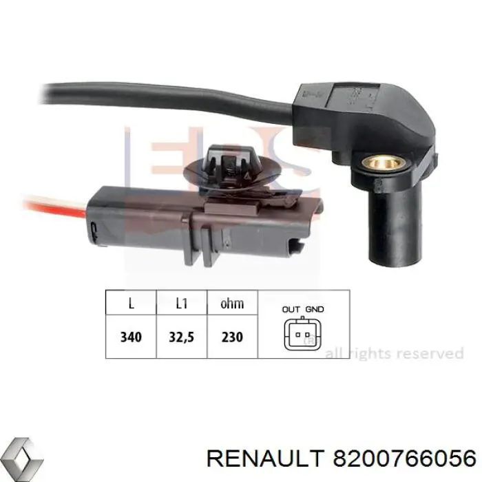 Compre 8200766056 Renault (RVI) Sensor de posição (de revoluções) de cambota