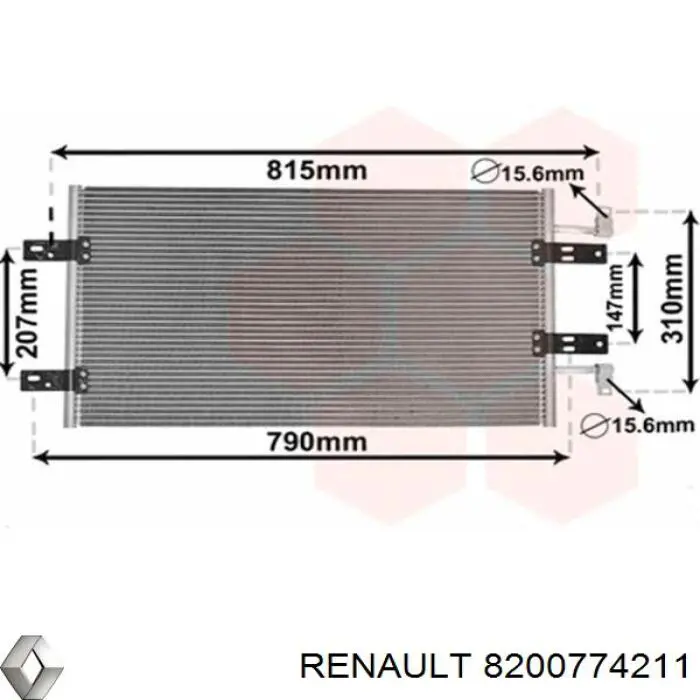Radiador de aparelho de ar condicionado Renault (RVI) 8200774211 preço, a partir de 114,45 USD