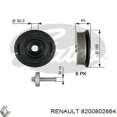 8200802664 Renault (RVI) Polia de cambota