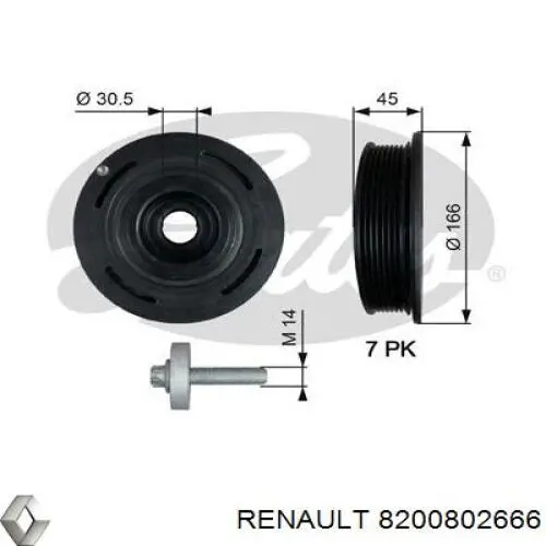 Polia de cambota Renault (RVI) 8200802666 preço, a partir de 80,16 USD