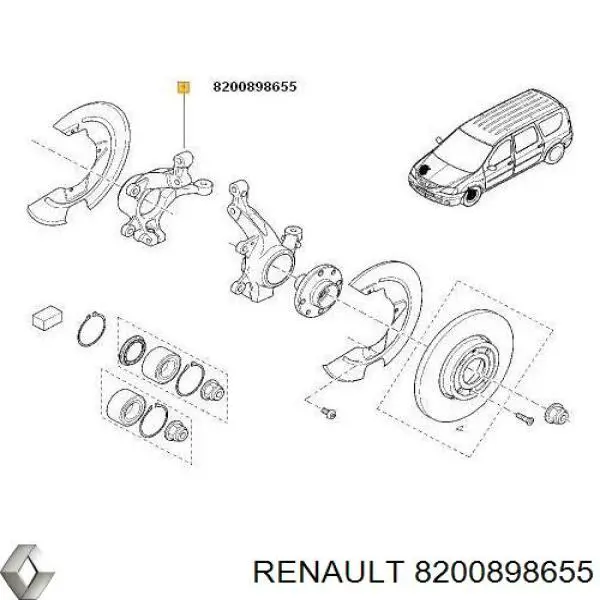 Pino moente (extremidade do eixo) dianteiro direito Renault (RVI) 8200898655 preço, a partir de 88,18 USD