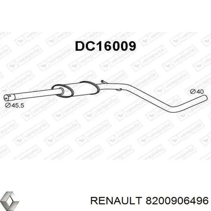 8200906496 Renault (RVI) Silenciador, parte central