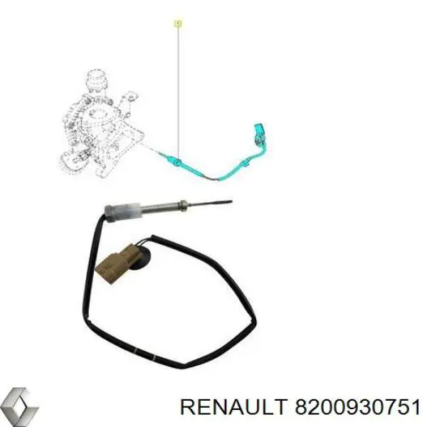 Compre 8200930751 Renault (RVI) Sensor de temperatura dos gases de escape (GE), antes de turbina